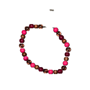 Colorful Pink, Red, & Brown Beaded Bracelet
